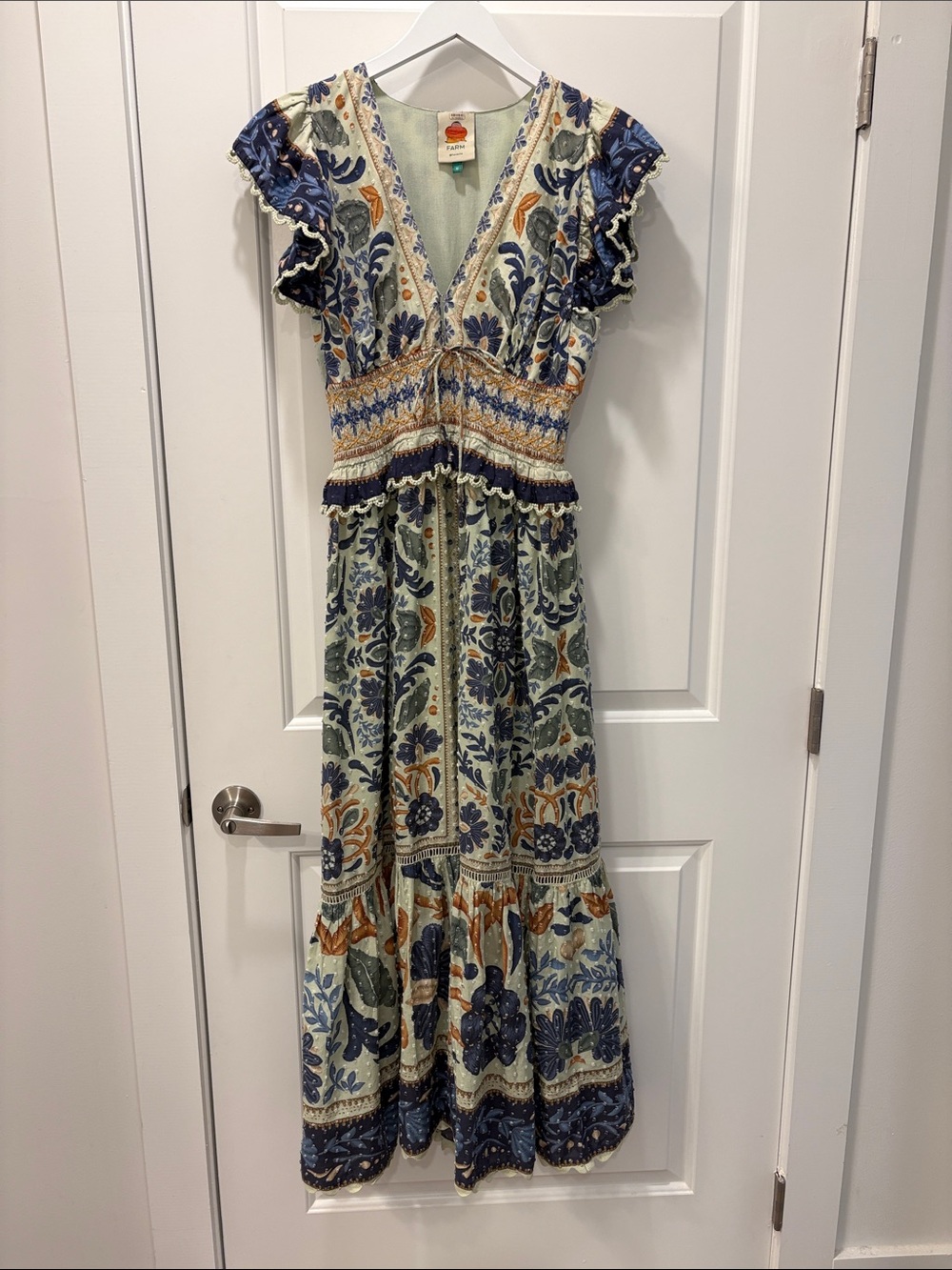 Farm Rio Ocean Tapestry Maxi Dress | Size M | Green Floral | Cotton - Picture 7 of 16